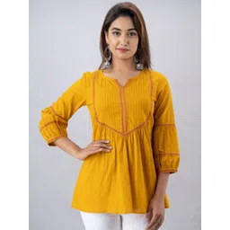 KALINI Mustard & Magenta Striped Printed Tunic-picture-18