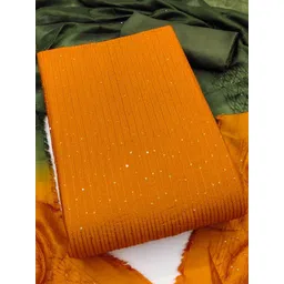 kalini Orange Soft Chanderi Sequence Embroidery Work Unstitched Dress Material-picture-32
