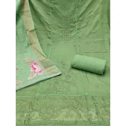 KALINI Organza Green Embroidered Dress Material-picture-27