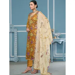 KALINI Organza Mustard Woven Design Dress Material-picture-34