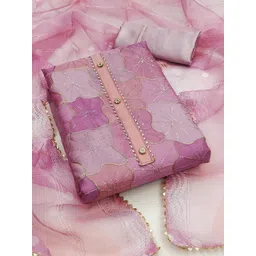 KALINI Pink Organza Position Print With Sequence Work Unstitched Dress Material-picture-34