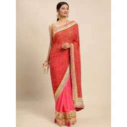 KALINI Pink Poly Georgette Embroidered Sarees-picture-17