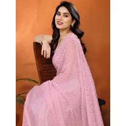 KALINI Pink Poly Georgette Woven Design Sarees image 4