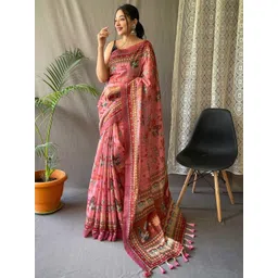 KALINI Pink Printed Cotton Blend Sarees-picture-38