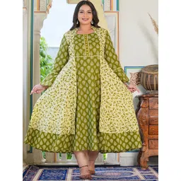 KALINI Plus Size Ethnic Motifs Printed Cotton Anarkali Kurta-picture-21