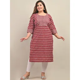 KALINI Plus Size Ethnic Motifs Printed Pure Cotton Kurta-picture-11