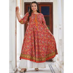KALINI Plus Size Floral Printed Round Neck Anarkali Kurta-picture-11