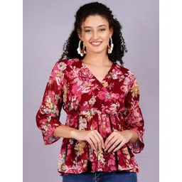 KALINI Print Flutter Sleeve Georgette Top image 1