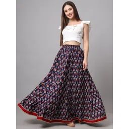 KALINI Printed Flared Maxi Skirt-picture-14