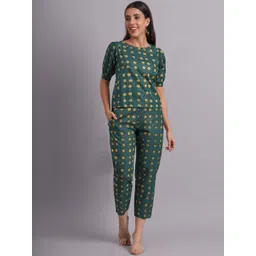 KALINI Printed Round Neck Top With Trousers Co-Ords image 1