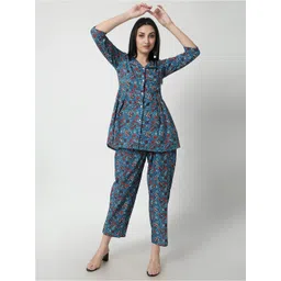 KALINI Printed Shirt Collar Pure Cotton Co-Ords-picture-25