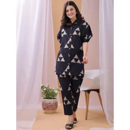 KALINI Printed Shirt-Collar Top With Trousers Co-Ords-picture-27