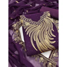 kalini Purple Georgette Embroiderd Jari Work Unstitched Dress Material-picture-33