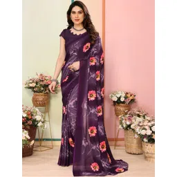 KALINI Purple Poly Georgette Printed Sarees-picture-11