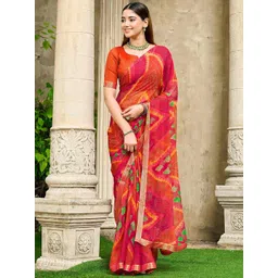 KALINI Red Poly Chiffon Printed Sarees-picture-28