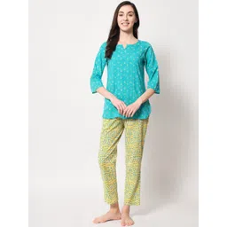KALINI Round Neck Ethnic Printed Top and Trousers Co-Ords-picture-38