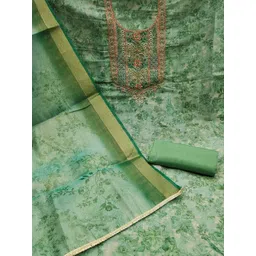 KALINI Sea Green Cotton Silk Handwork Dress Material With Dupatta-picture-29