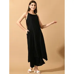 KALINI Shoulder Straps Sleeveless A-Line Kurta With Palazzos-picture-10