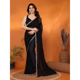 KALINI Solid Mirror Work Saree with Blouse Piece-picture-17
