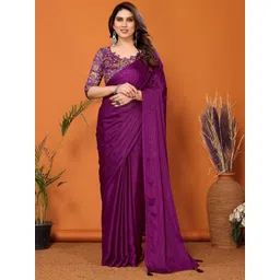 KALINI Solid Saree With Unstitched Blouse Piece-picture-12