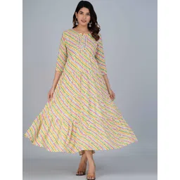 KALINI Striped Embellished Tiered Ethnic Dress-picture-18