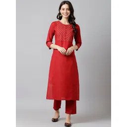 KALINI Striped Round Neck A-line Kurta-picture-18