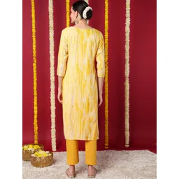 KALINI Striped Round Neck Three-Quarter Sleeves Kurta image 2