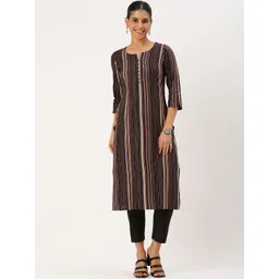 KALINI Striped Straight Kurta with Trousers-picture-22