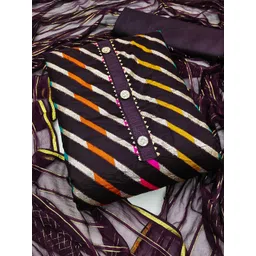 KALINI Striped Woven Design Gotta Patti Unstitched Dress Material-picture-22