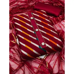 KALINI Striped Woven Design Organza Unstitched Dress Material-picture-16