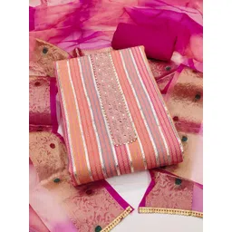 KALINI Striped Woven Design Unstitched Dress Material-picture-14