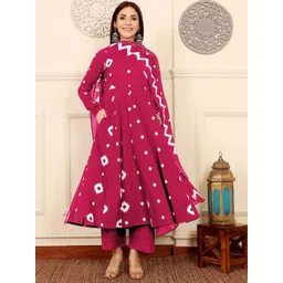 KALINI Women Bandhani Printed Anarkali Kurta with Trousers & Dupatta-picture-29