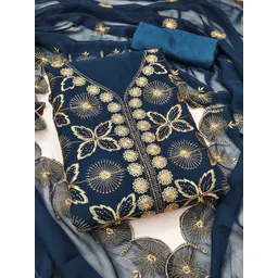 KALINI Women Blue Embroidered Poly Georgette Unstitched Dress Material-picture-37