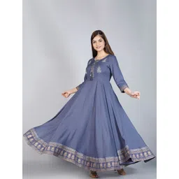 KALINI Women Blue Thread Work Anarkali Kurta-image-12