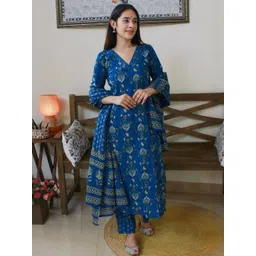 KALINI Women Blue Viscose Rayon Printed Kurta Sets-picture-24
