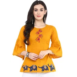 KALINI Women Conversational Embroidered Round Neck Cotton Top-picture-40