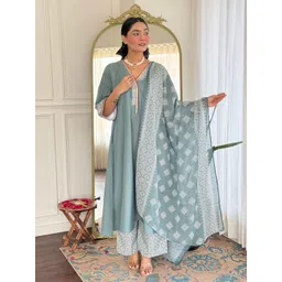 KALINI Women Embroidered A-Line Kurta Set-picture-20