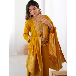 KALINI Women Embroidered A-Line Kurta Set image 4