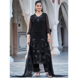 KALINI Women Embroidered Thread Work Kurta with Trousers & Dupatta-image-16