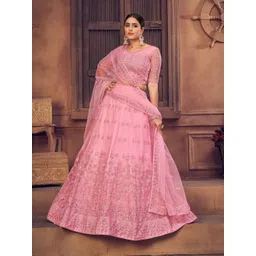 KALINI Women Embroidered Thread Work Semi-Stitched Lehenga & Unstitched Blouse Dupatta-image-25