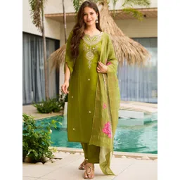 KALINI Women Embroidered Viscose Rayon Kurta Sets With Dupatta-picture-22