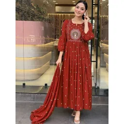 KALINI Women Ethnic Motifs Embroidered Empire Kurta with Trousers & With Dupatta-picture-30