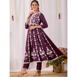 KALINI Women Ethnic Motifs Embroidered Panelled Thread Work Kurta with Trousers-picture-10