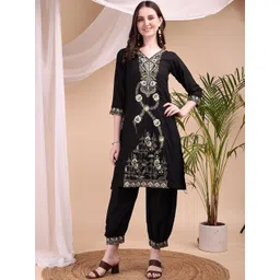 KALINI Women Ethnic Motifs Embroidered Regular Thread Work Kurta with Patiala-image-6