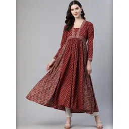 Kalini Women Ethnic Motifs Printed Festive Cotton Anarkali Kurta-picture-33
