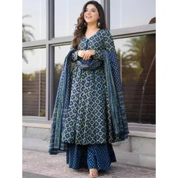 KALINI Women Ethnic Motifs Printed Panelled Kurta with Palazzos & With Dupatta-picture-20