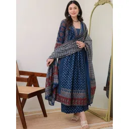 KALINI Women Ethnic Motifs Printed Panelled Kurta with Trousers & With Dupatta-picture-32