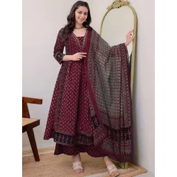 KALINI Women Ethnic Motifs Printed Panelled Kurta with Trousers & With Dupatta-picture-25