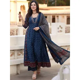KALINI Women Ethnic Motifs Printed Panelled Kurta with Trousers & With Dupatta-picture-23