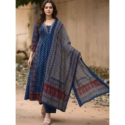 KALINI Women Ethnic Motifs Printed Panelled Kurta with Trousers & With Dupatta-picture-13